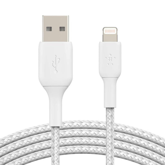 كابل Belkin Premium Braided A-Ltg بطول 1 متر، أبيض