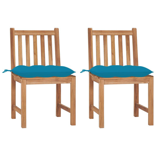 Garden Chairs 2 pcs with Cushions Solid Teak Wood